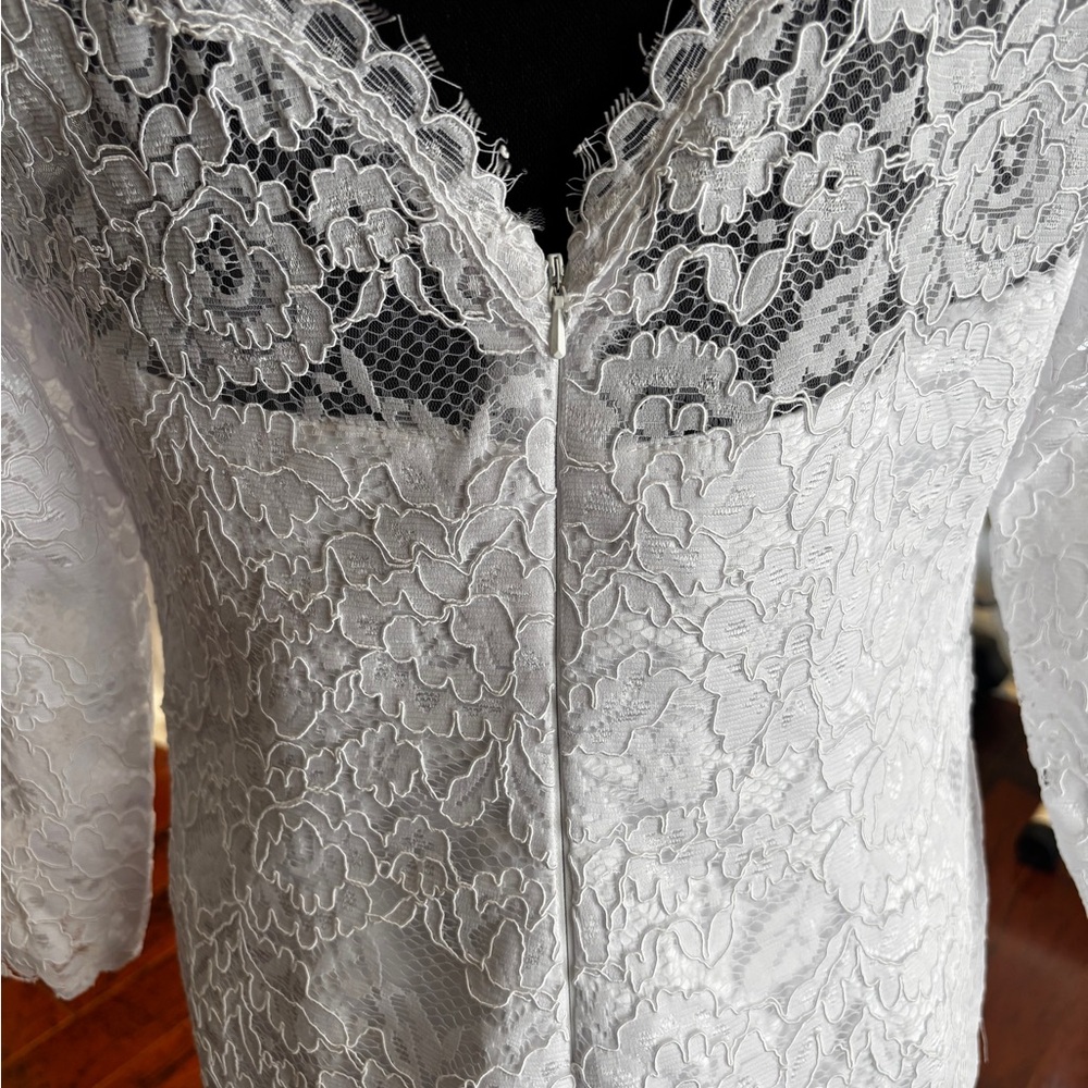 White Lace Fitted Mini Wedding Dress NWOT - Picture 5 of 5